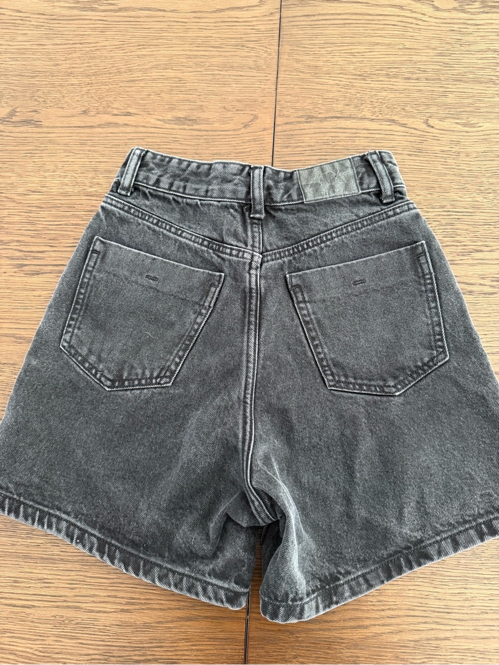 Zara Washed Black High-Rise Denim Shorts
